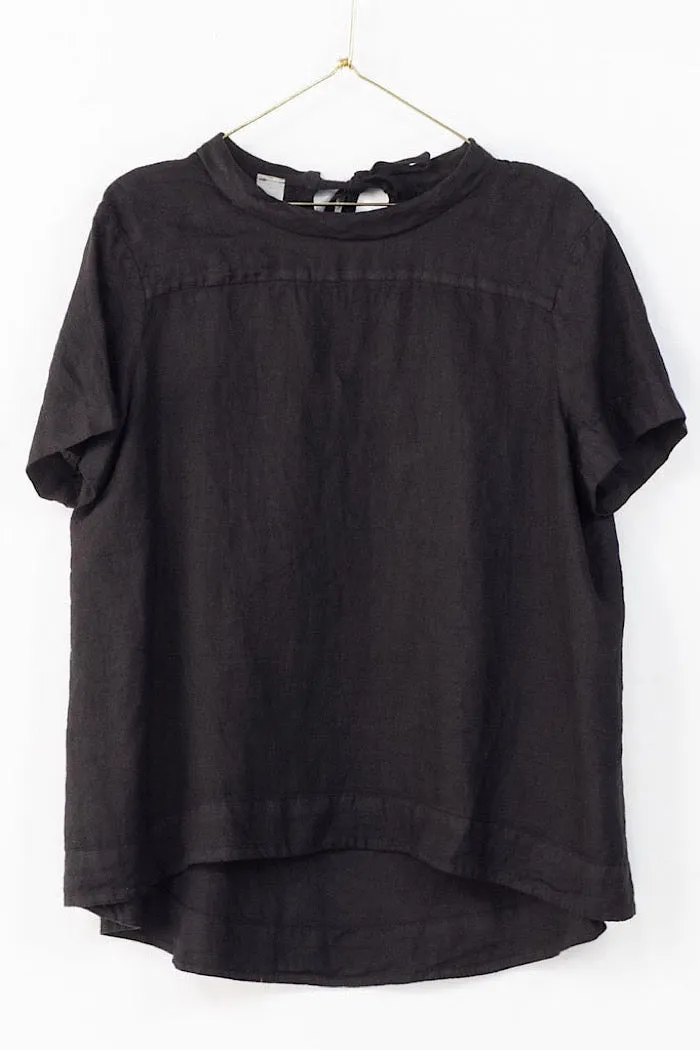 ADÉLINE LINEN SWING TOP - BLACK