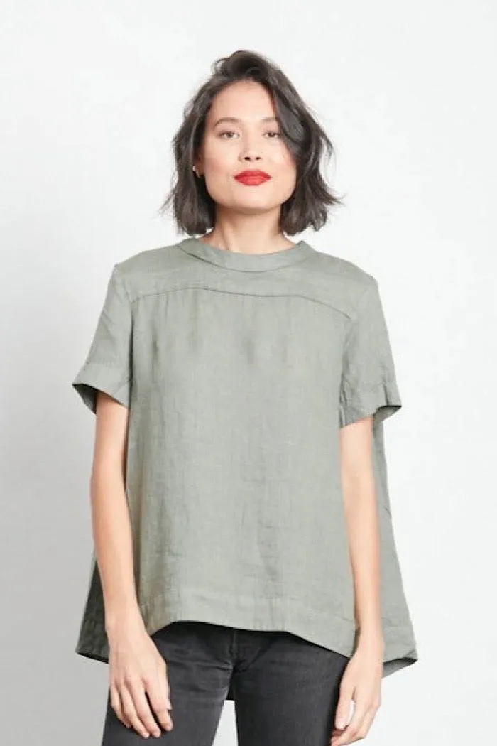 ADÉLINE LINEN SWING TOP - KHAKI