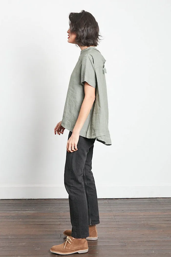 ADÉLINE LINEN SWING TOP - KHAKI