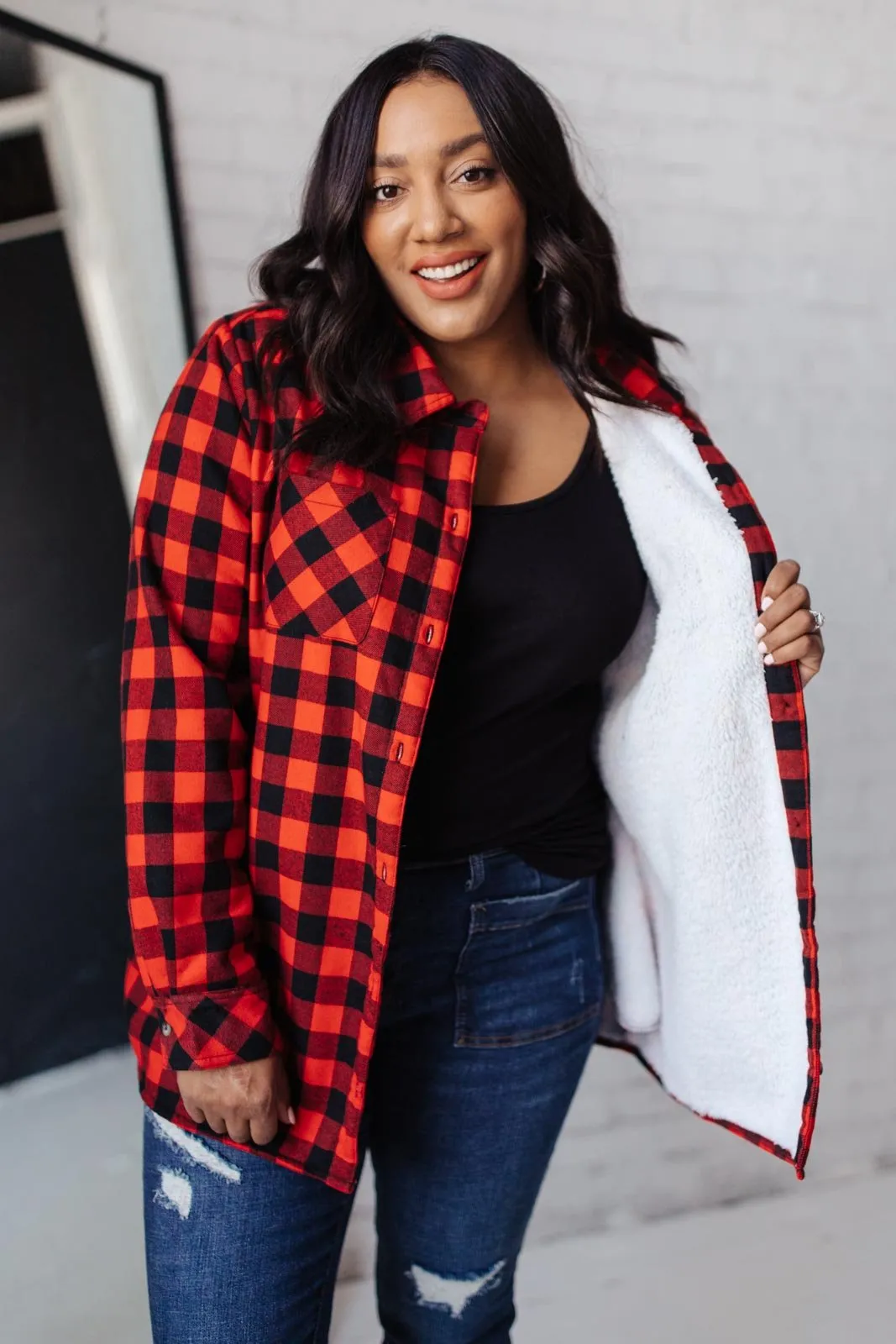 Campfire Buffalo Plaid Jacket in Black/Red