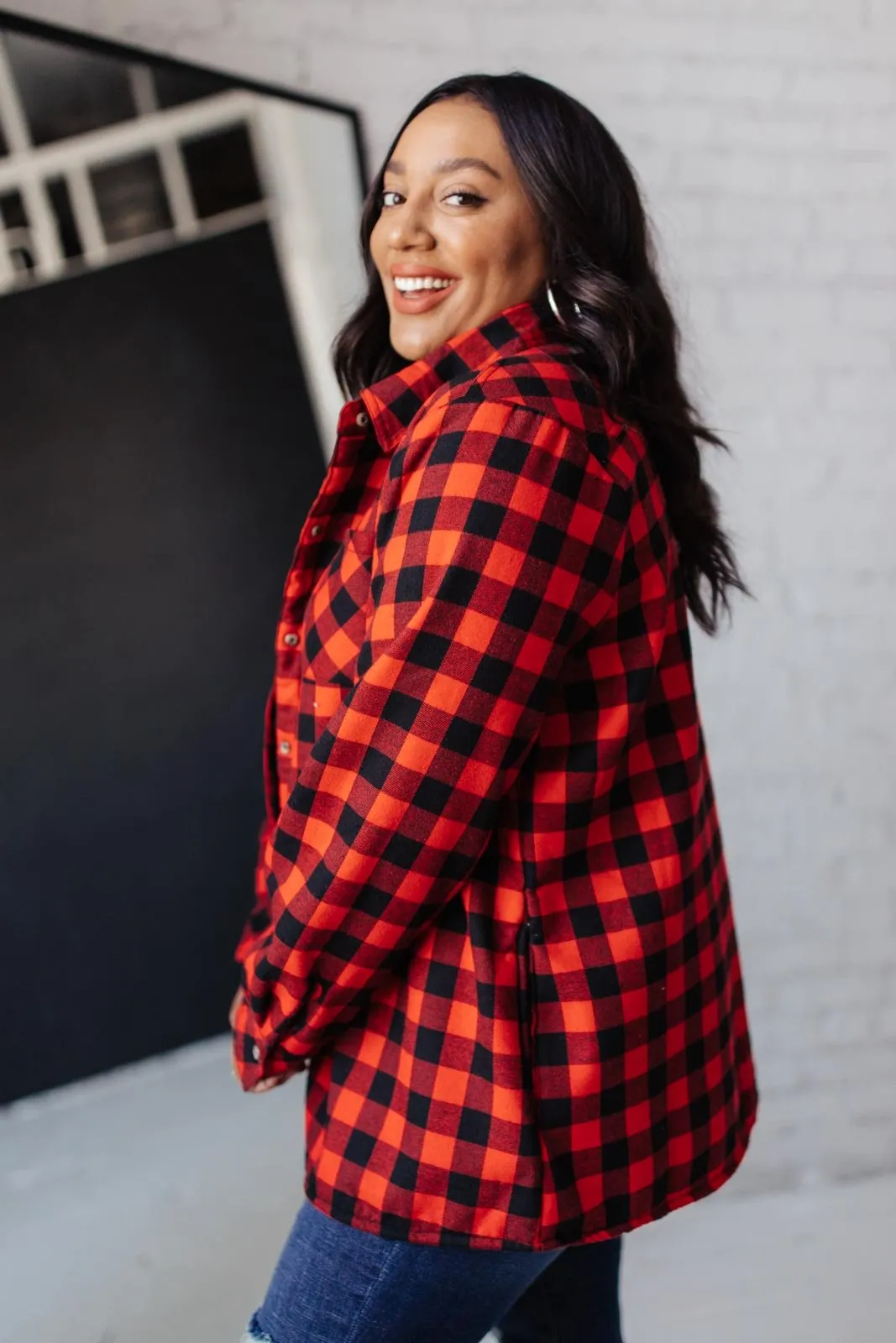 Campfire Buffalo Plaid Jacket in Black/Red