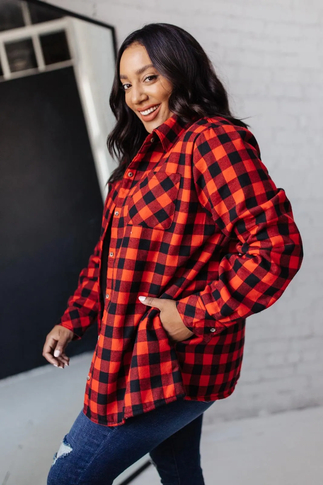 Campfire Buffalo Plaid Jacket in Black/Red