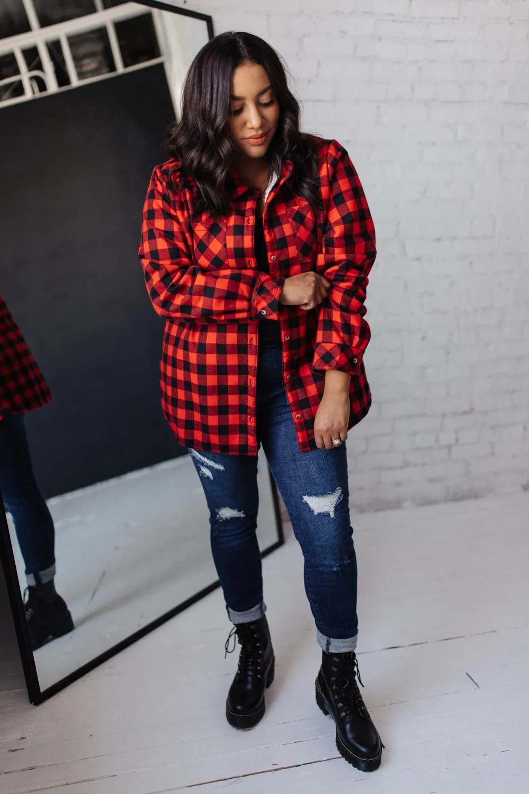 Campfire Buffalo Plaid Jacket in Black/Red