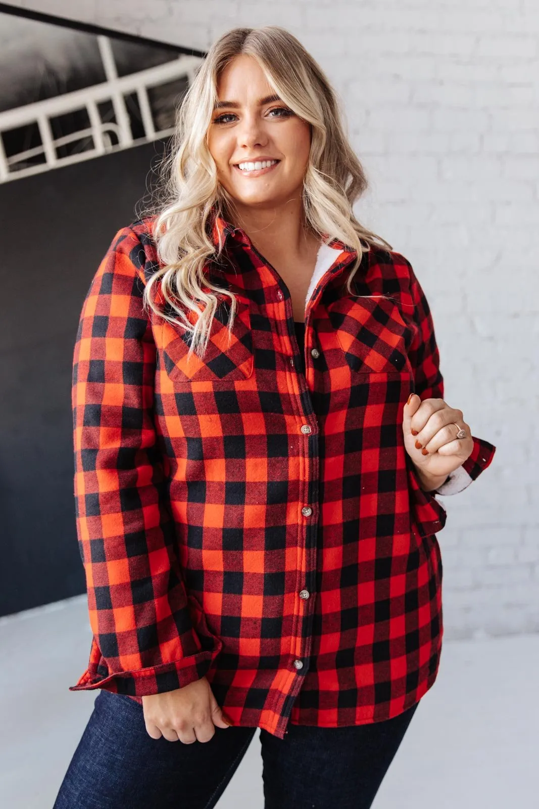 Campfire Buffalo Plaid Jacket in Black/Red