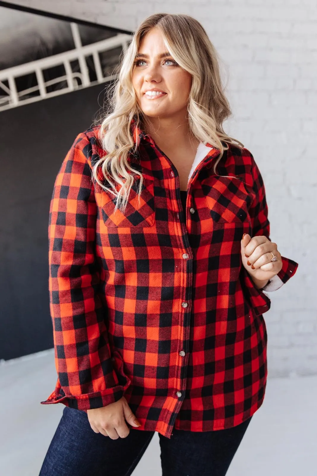 Campfire Buffalo Plaid Jacket in Black/Red