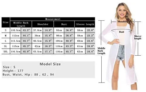 Cardigan Long Femme Lin Manches Longues Eté Outwear Sexy Elégante Ouvert Vintage - Kaki - Taille XL