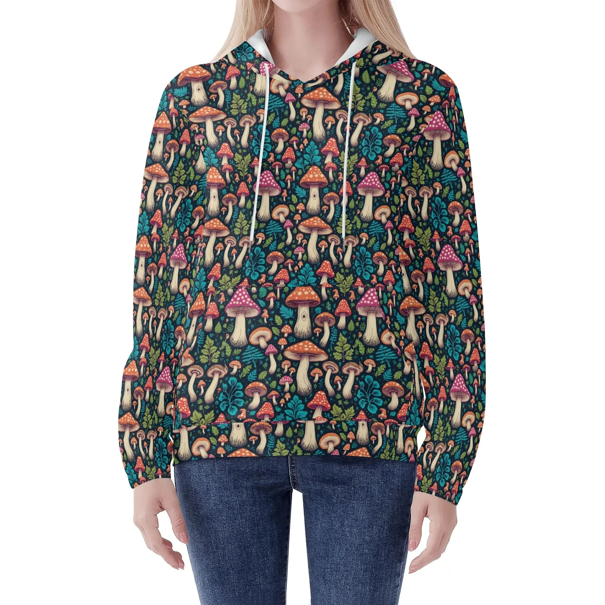 Forest Shrooms Womens Lightweight Pullover Hoodie Sweatshirt