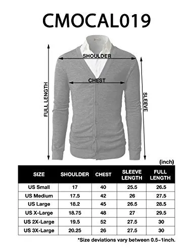 H2H Mens Casual V-neck Long Sleeves Cardigan Sweater CHARCOAL US M/Asia L (CMOCAL019)
