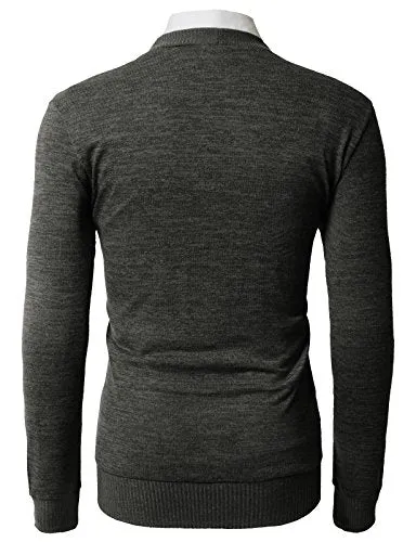 H2H Mens Casual V-neck Long Sleeves Cardigan Sweater CHARCOAL US M/Asia L (CMOCAL019)