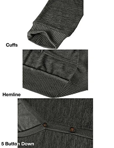 H2H Mens Casual V-neck Long Sleeves Cardigan Sweater CHARCOAL US M/Asia L (CMOCAL019)