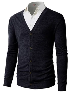 H2H Men's Cotton Blend Fashion Slim Fit Lightweight Cardigan NAVY US L/Asia XL (CMOCAL019)