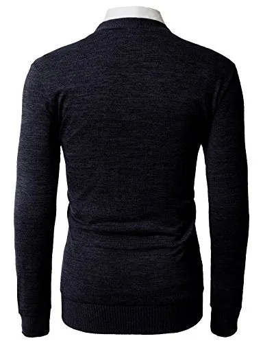 H2H Men's Cotton Blend Fashion Slim Fit Lightweight Cardigan NAVY US L/Asia XL (CMOCAL019)