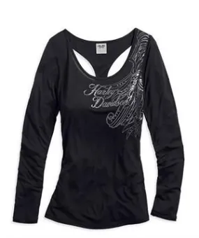 Harley-Davidson top-L/S unique fabric nov del women's black
