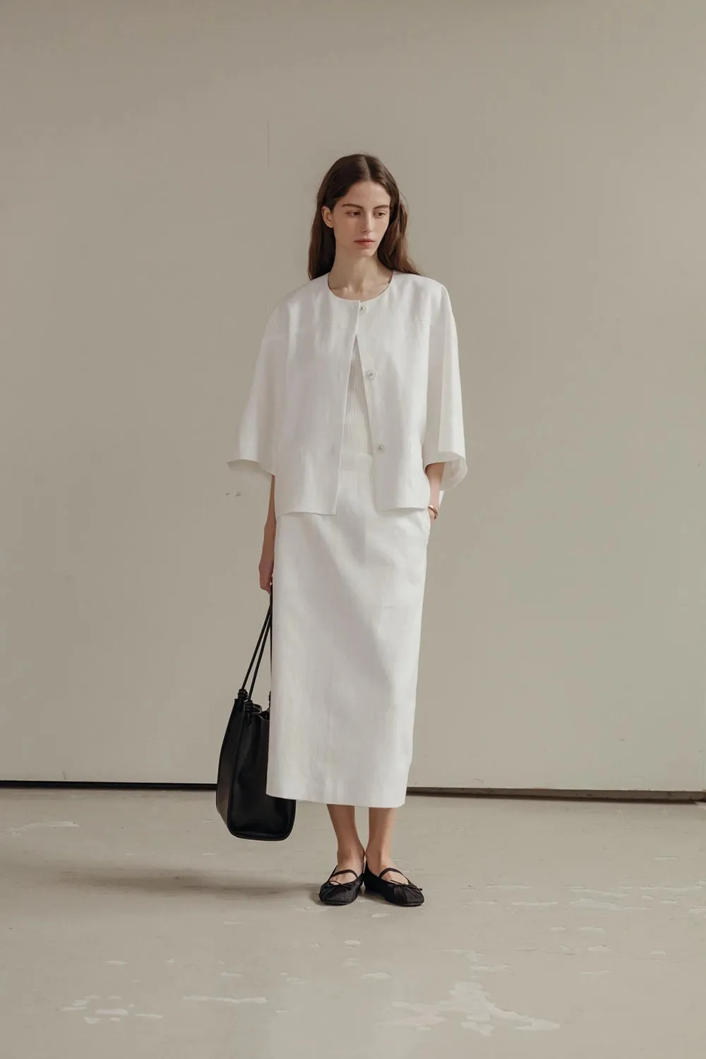 Lila Linen Midi Skirt