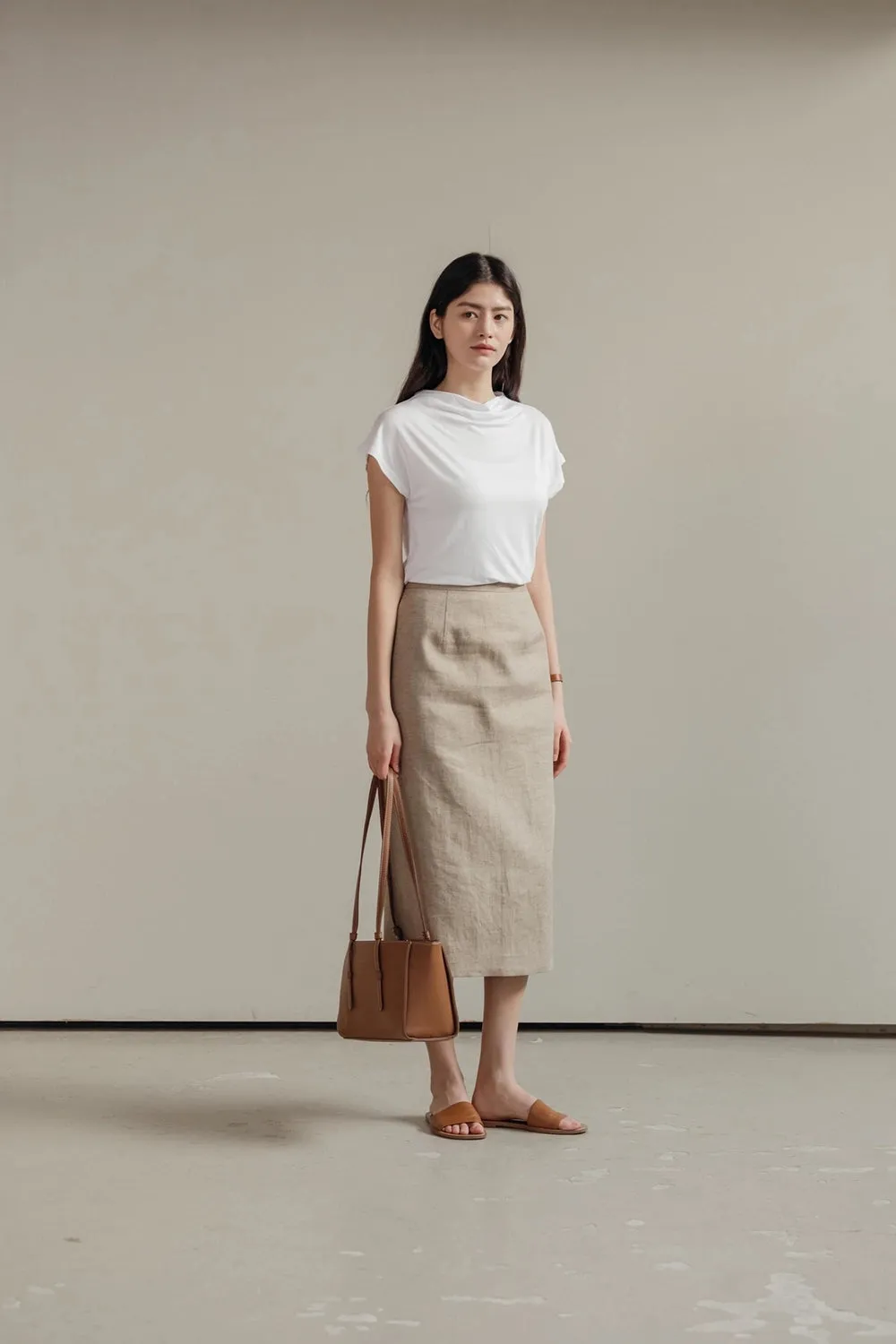 Lila Linen Midi Skirt