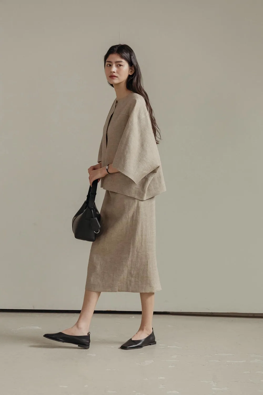 Lila Linen Midi Skirt