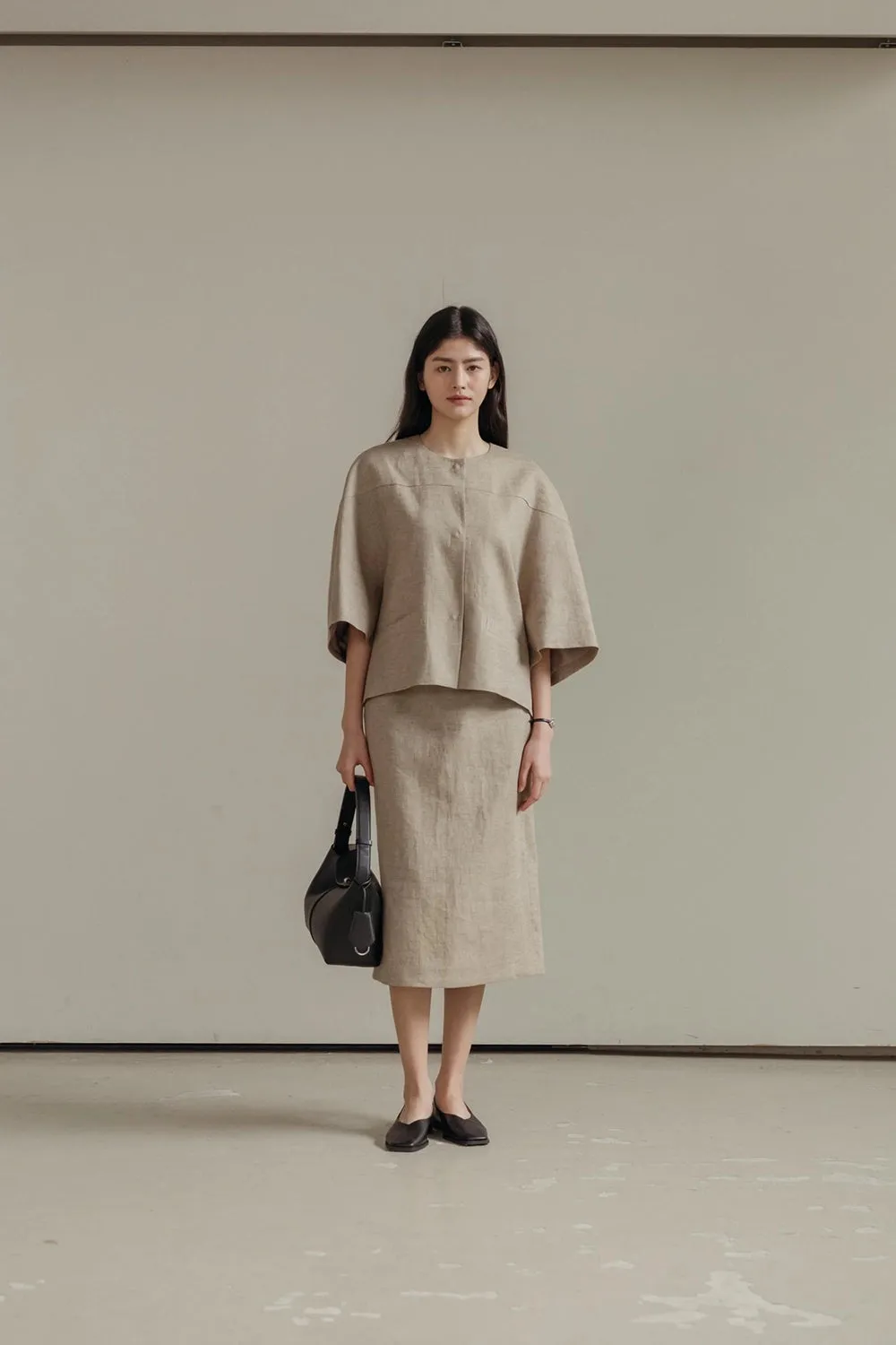Lila Linen Midi Skirt