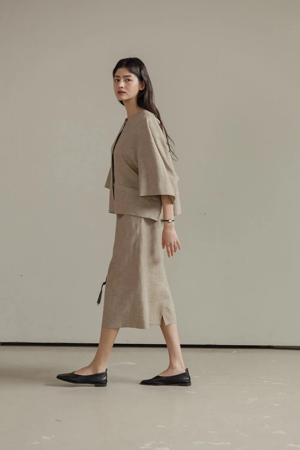 Lila Linen Midi Skirt