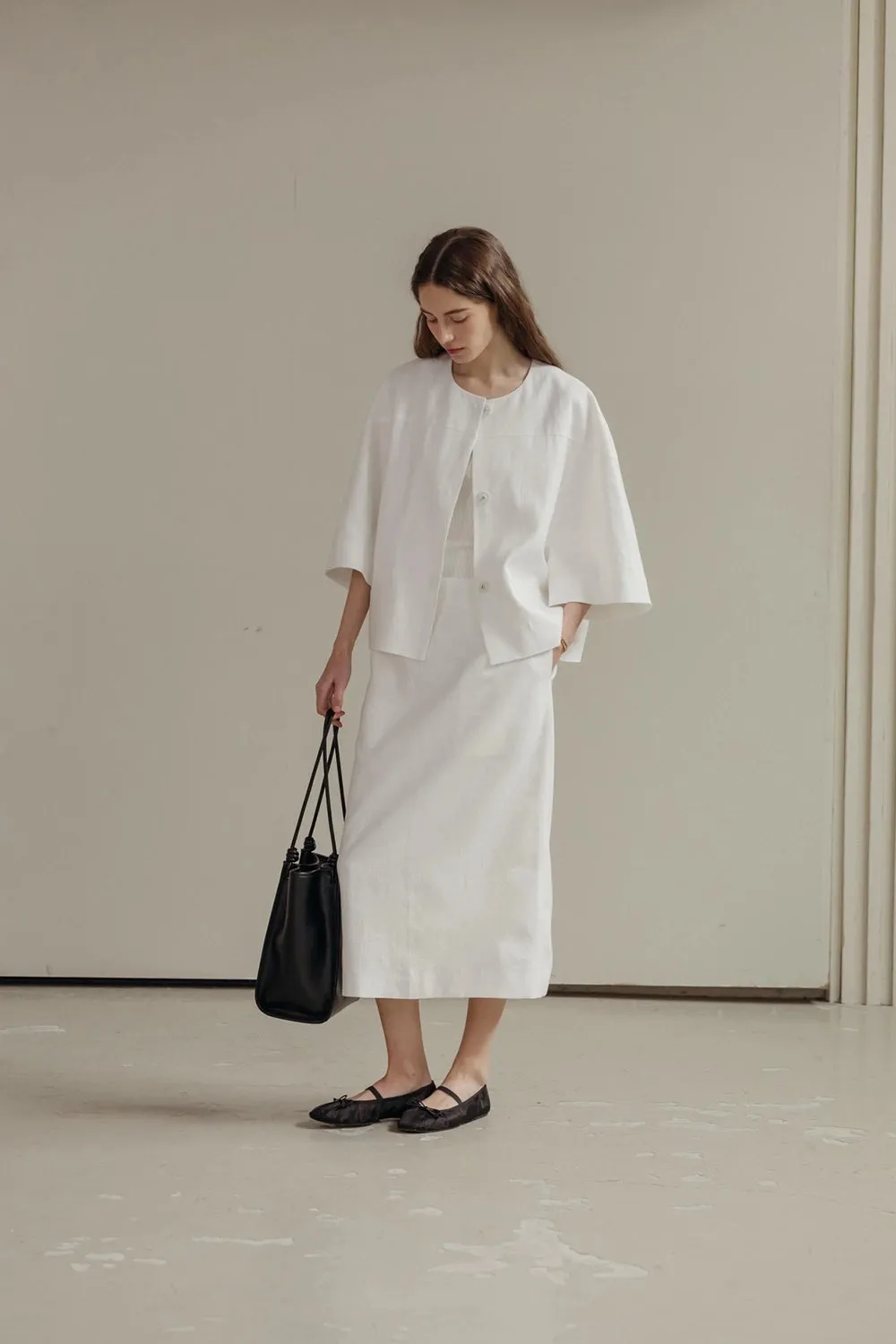 Lila Linen Midi Skirt