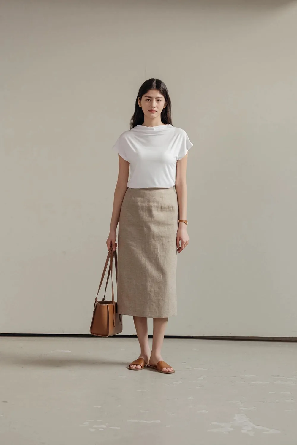 Lila Linen Midi Skirt