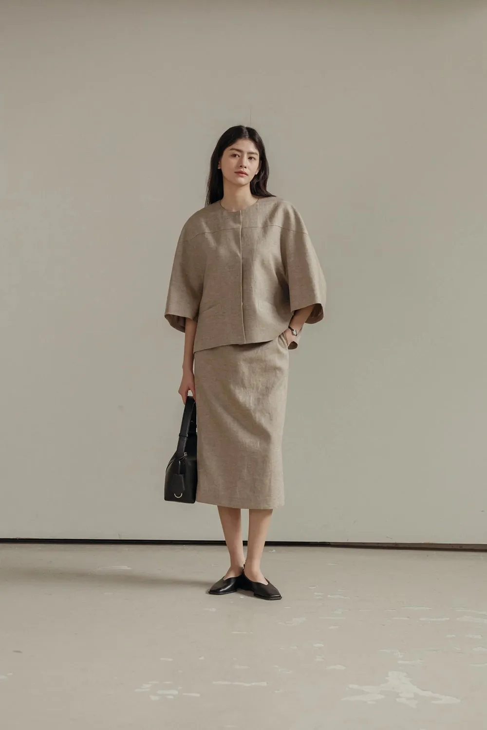 Lila Linen Midi Skirt