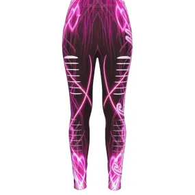 Officially Sexy Laser Hearts Collection Women's Ripped Leggings / Side Logo Big