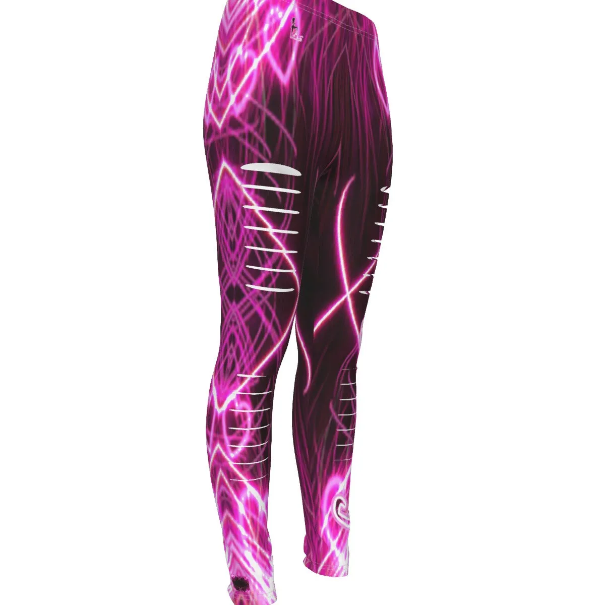 Officially Sexy Laser Hearts Collection Women's Ripped Leggings / Side Logo Big