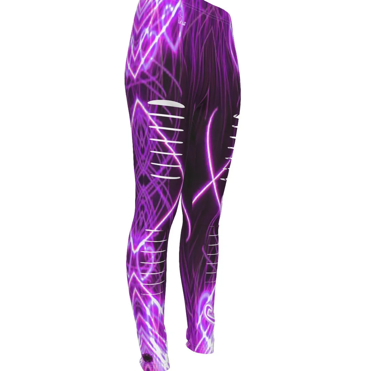 Officially Sexy Laser Hearts Collection Women's Ripped Leggings / Side Logo Big