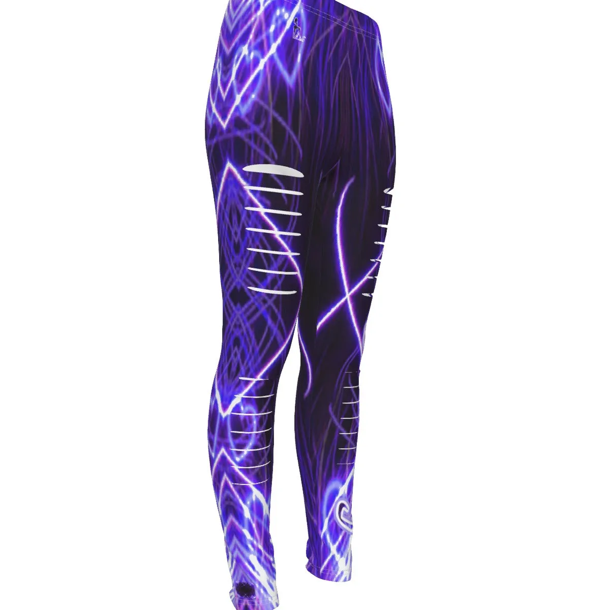 Officially Sexy Laser Hearts Collection Women's Ripped Leggings / Side Logo Big