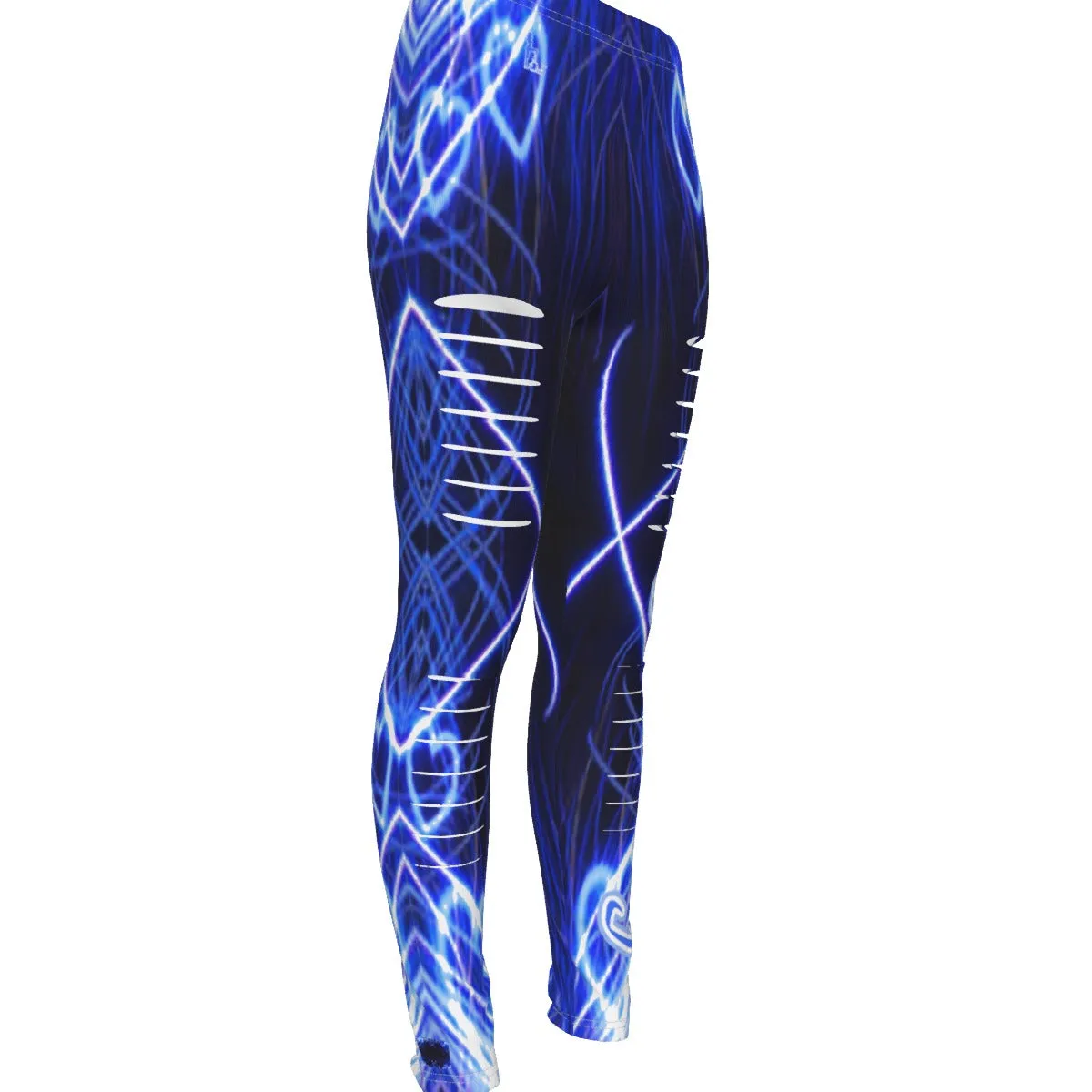 Officially Sexy Laser Hearts Collection Women's Ripped Leggings / Side Logo Big