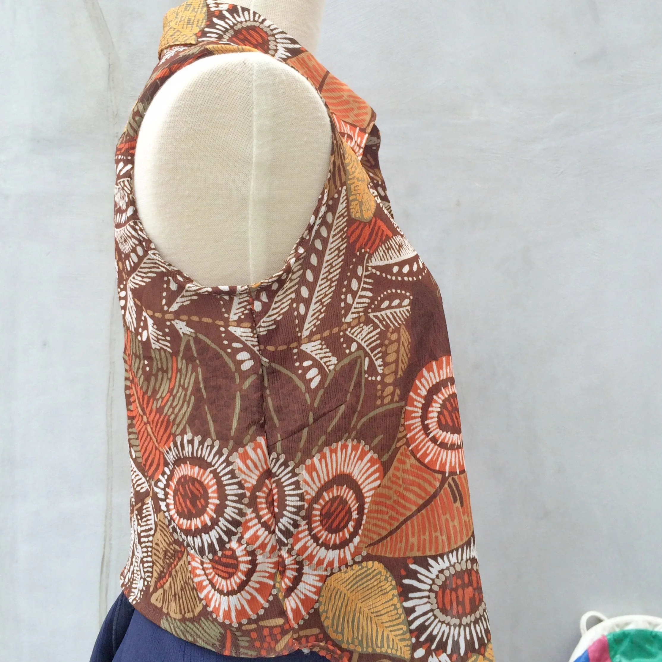 SALE! | Brownie Points | Vintage 1980s tie-front Brown sleeveless blouse