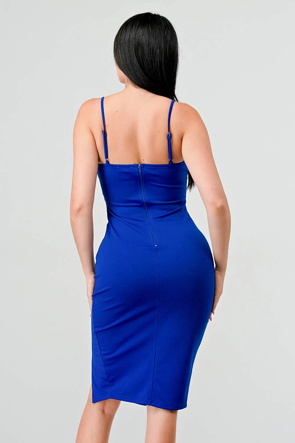 SEXY BODYCON CORSET STYLE SLITTED MIDI DRESS