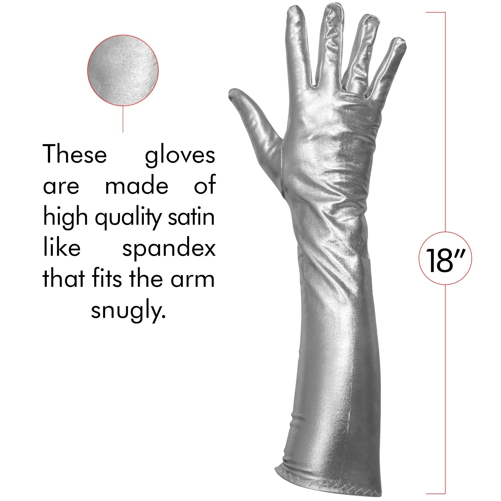 Silver Metallic Opera Gloves - Roaring 20's Fancy Flapper Elbow Evening Gloves Accessories for Women and Girls
