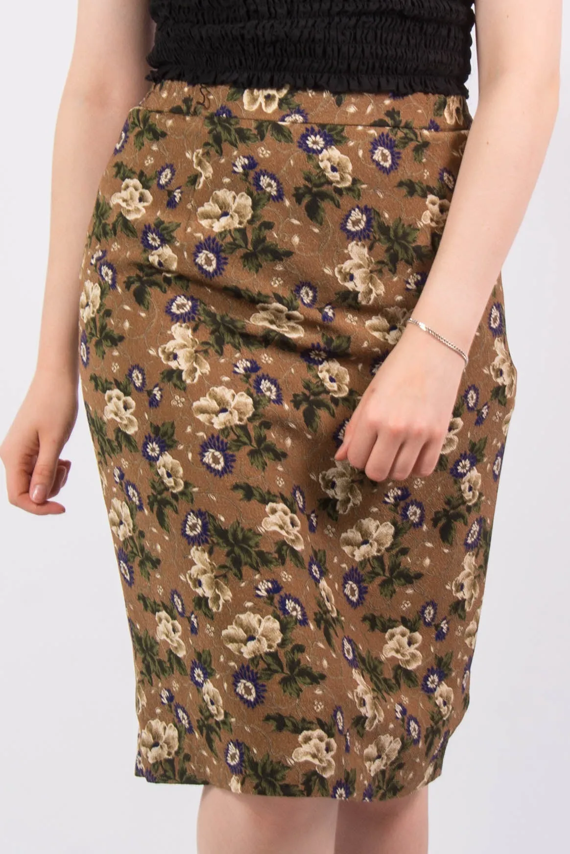Vintage Floral Pattern Pencil Skirt