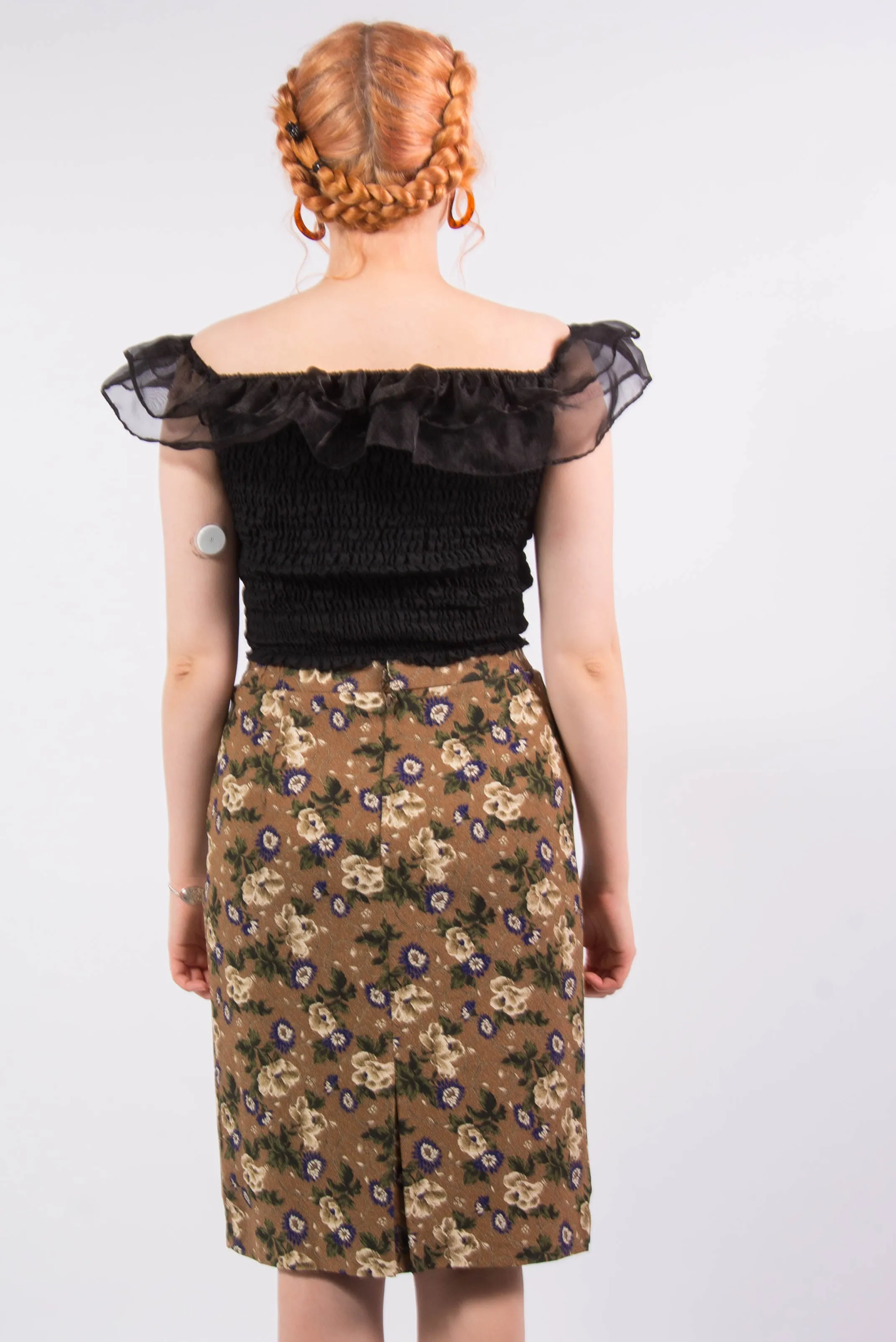 Vintage Floral Pattern Pencil Skirt