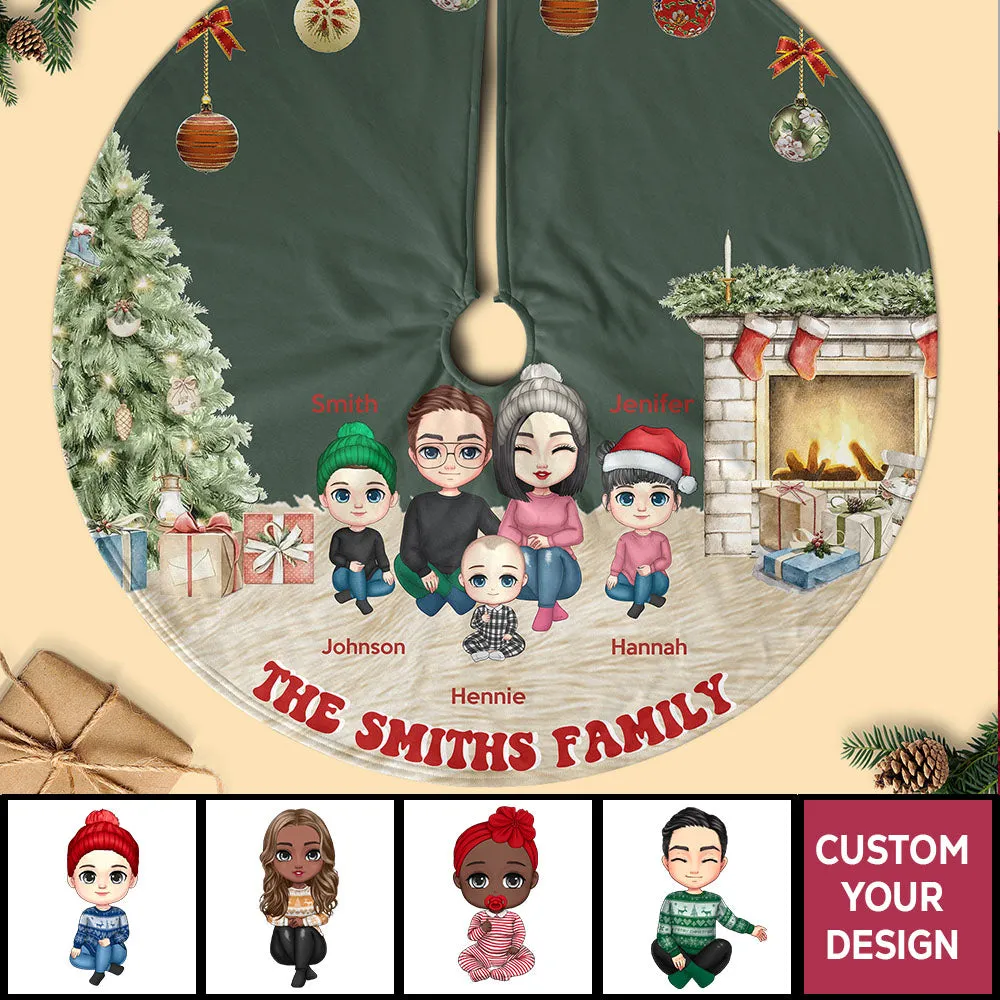 Warm And Joyful Family Gather Personalized Christmas Pencil Tree Skirt