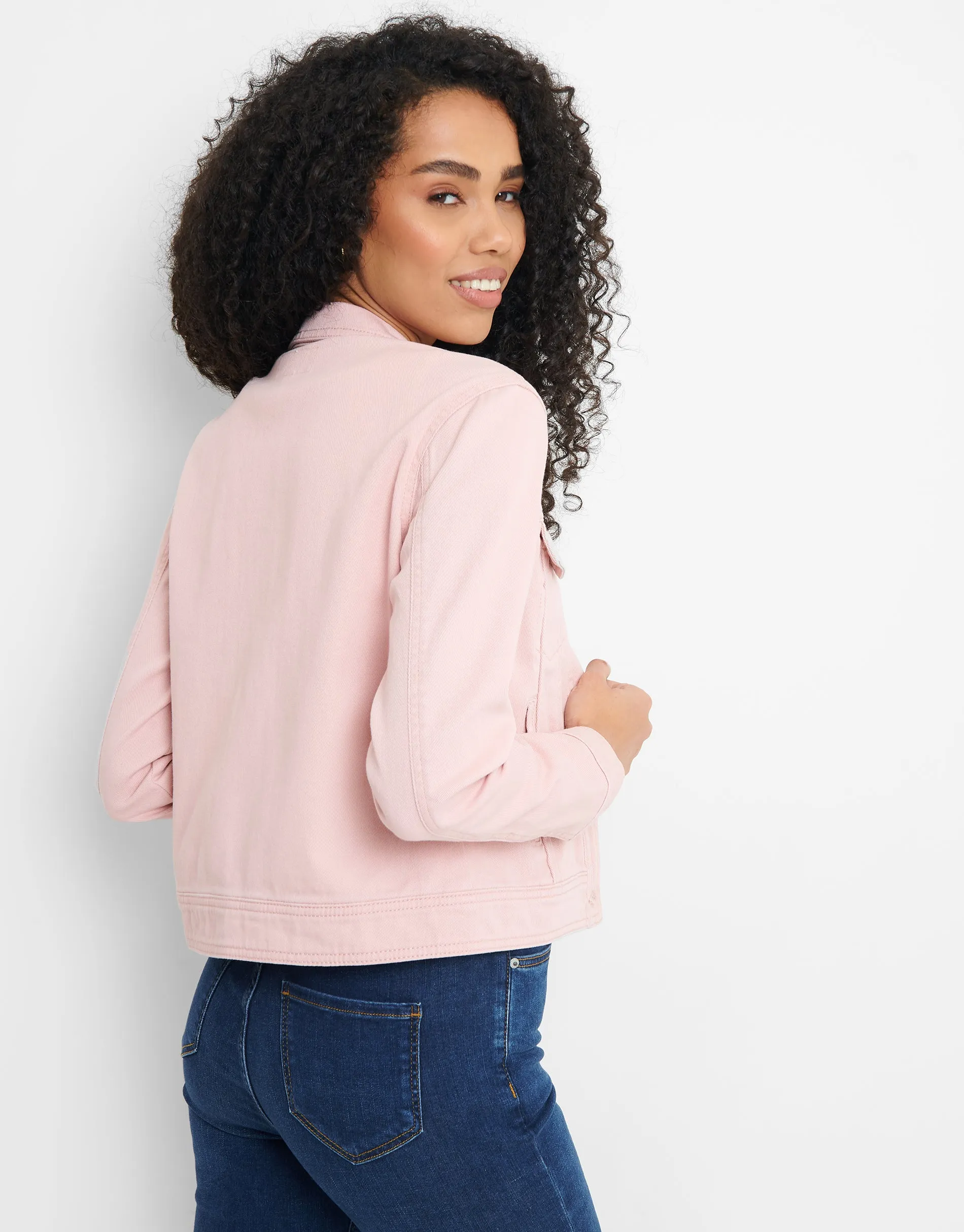 Women's Pink Wash Denim Jacket