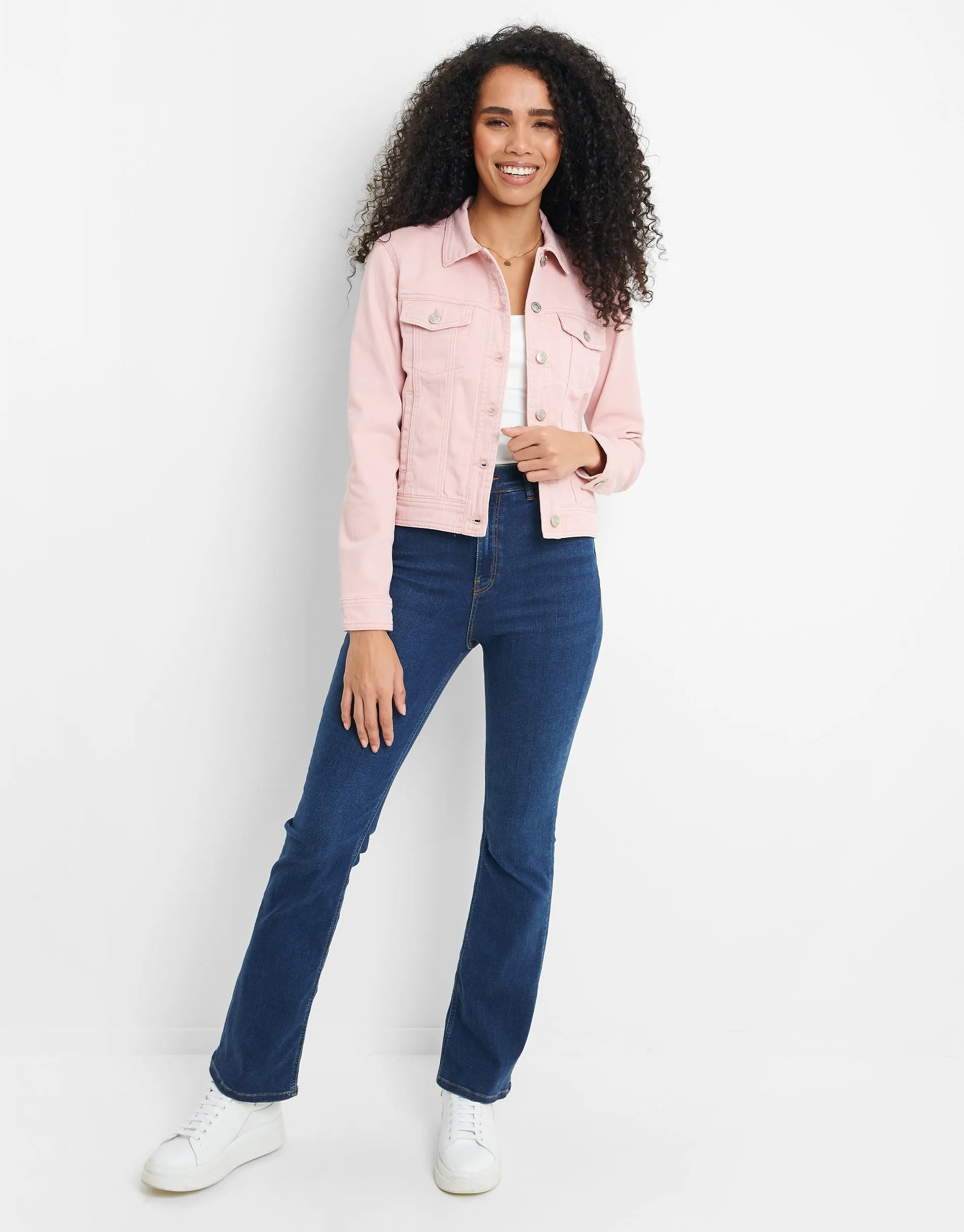 Women's Pink Wash Denim Jacket
