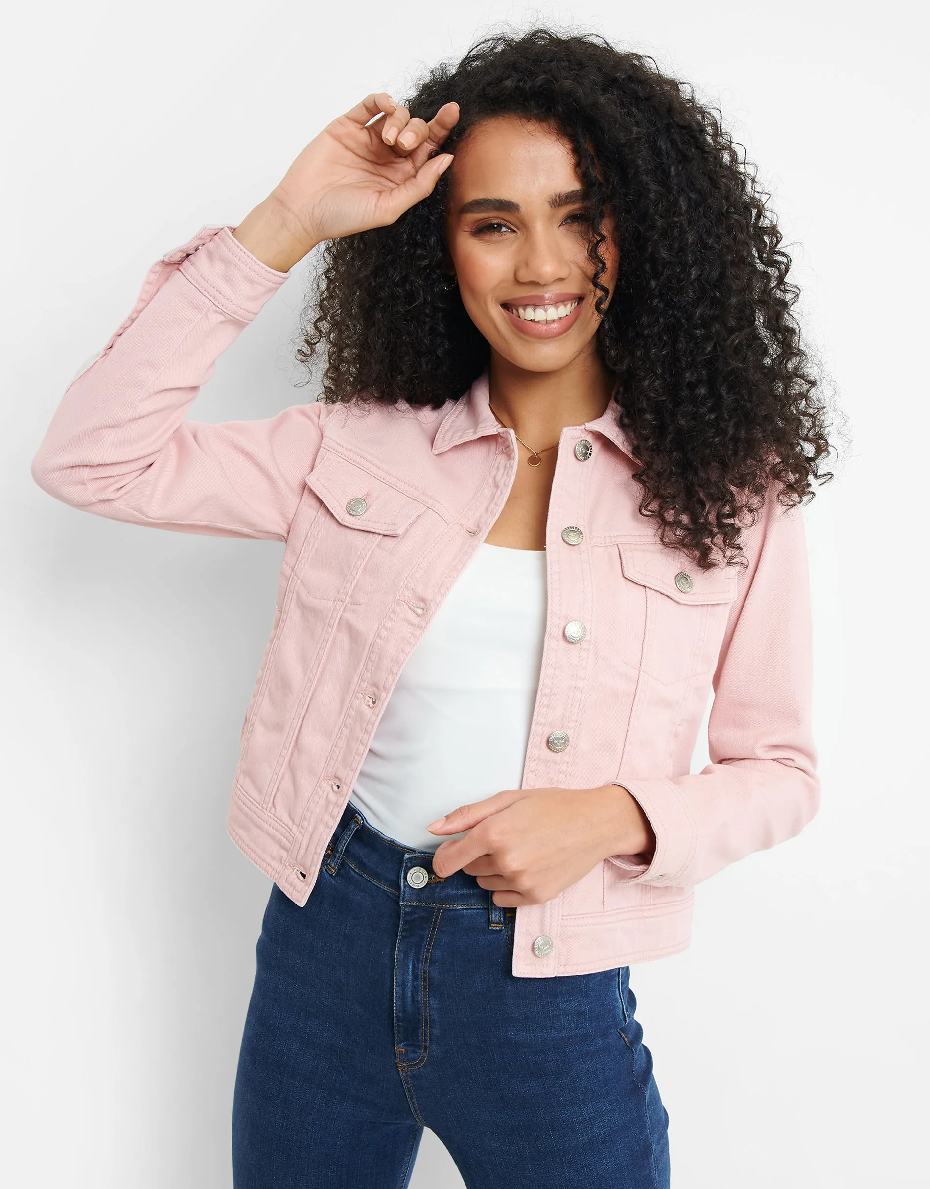 Women's Pink Wash Denim Jacket